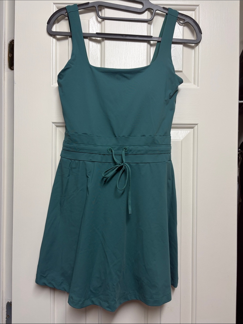 Women's All In Motion Teal Square-Neck Drawstring Waist Athletic Dress
